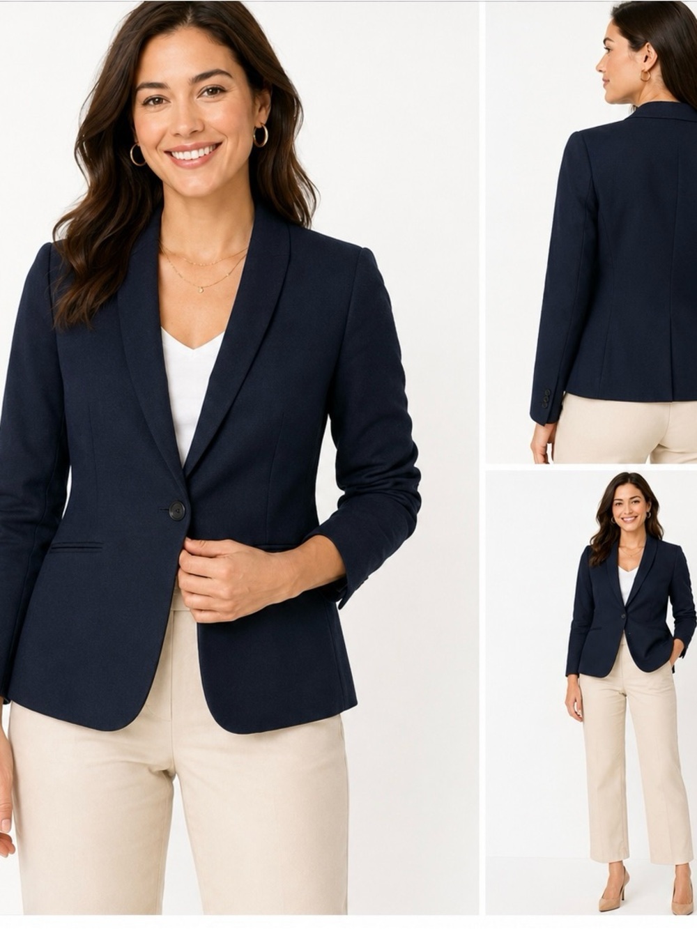 J.Crew Black Wool Blend One Button Blazer Jacket Women’s Petite 6P Career Office
